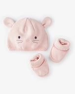 Carter's 2pk Baby Girl Pink Bunny Crochet Booties and Hat (0-3M)