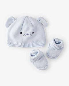 Carter's 2pk Baby Boy Blue Puppy Crochet Booties and Hat (0-3M)