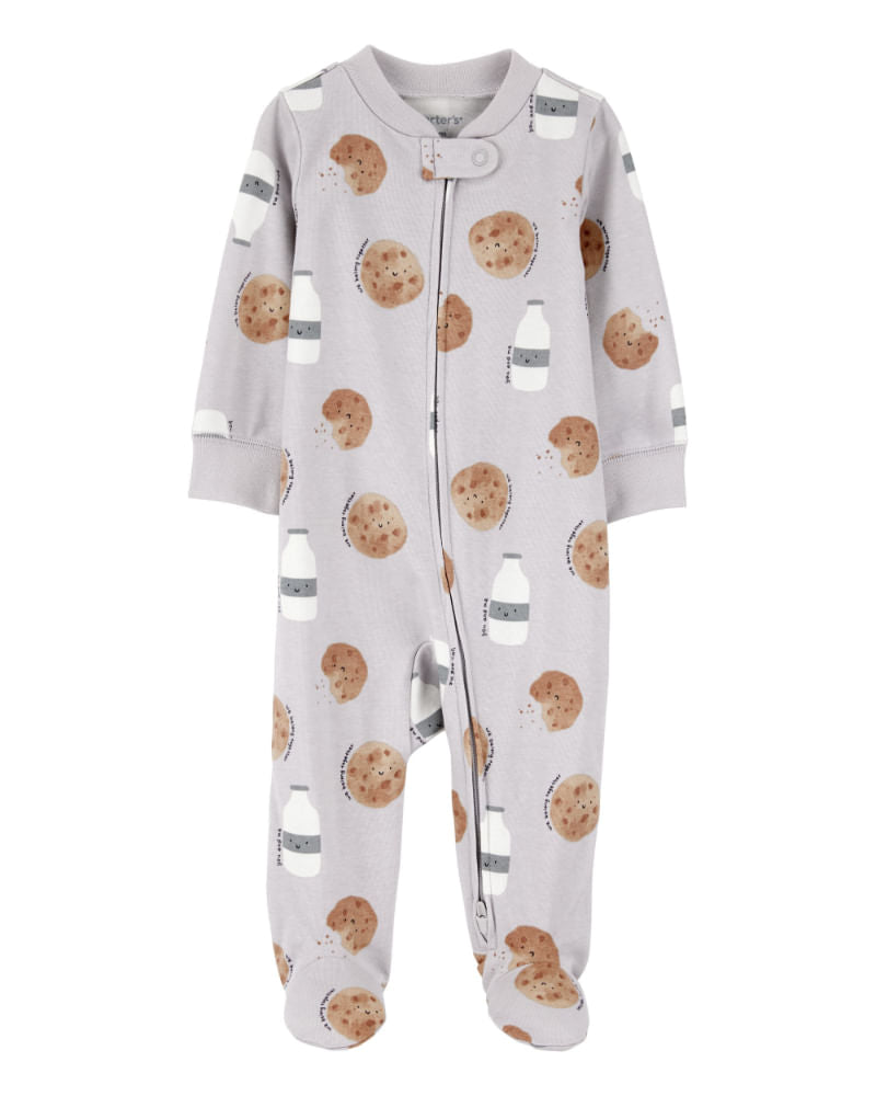 Carter's Baby Boy Cookies & Milk 2-Way Zip-Up Footie Coverall Sleepwear