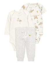 Cargar imagen en el visor de la galería, Carter&#39;s 3pc Baby Neutral Birds Bodysuits and Pants Set
