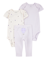 Carter's 3pc Baby Girl Lavender Purple Hot Air Balloons Bodysuits and Pants Set