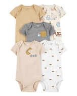 Carter's 5pc Baby Boy Multi Color/ Construction Vehicles Bodysuit Set