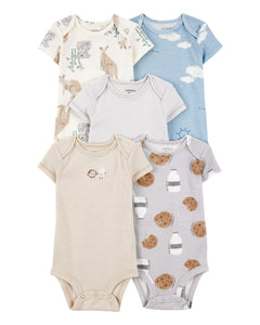 Carter's 5pc Baby Boy Multi Color/ Print Bodysuit Set