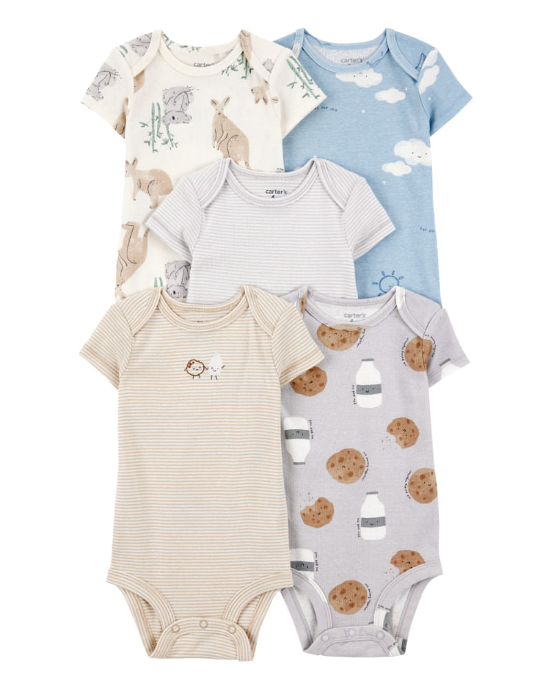 Carter's 5pc Baby Boy Multi Color/ Print Bodysuit Set