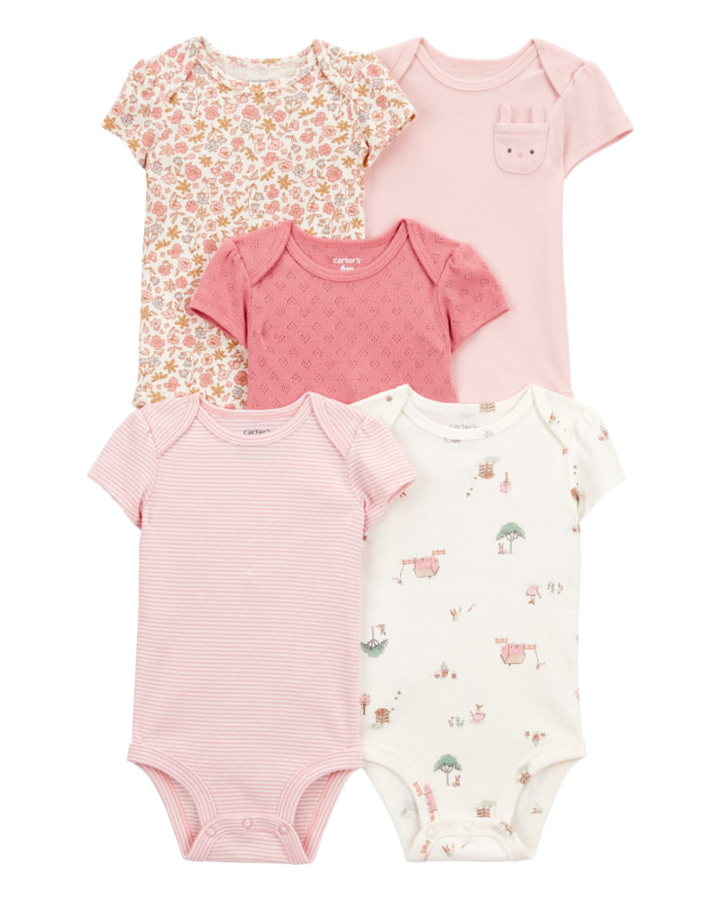 Carter's 5pc Baby Girl Floral/Pink Bodysuit Set