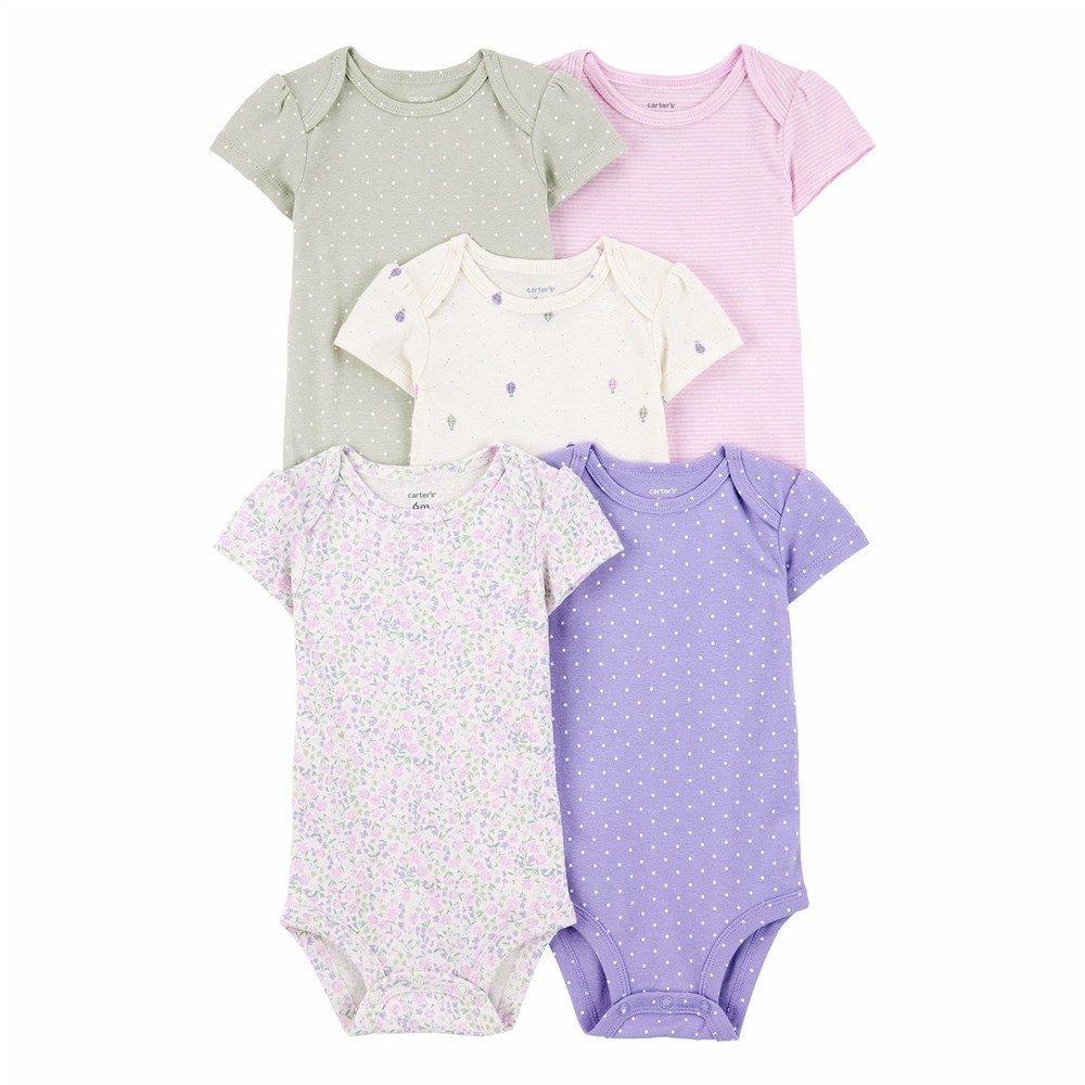 Carter's 5pc Baby Girl Floral/Purple Bodysuit Set