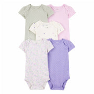 Carter's 5pc Baby Girl Floral/Purple Bodysuit Set