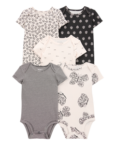 Carter's 5pc Baby Girl Black/ Ivory Bodysuit Set