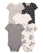 Carter's 5pc Baby Girl Black/ Ivory Bodysuit Set