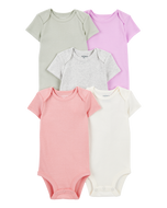 Carter's 5pc Baby Girl Solid Colors Bodysuit Set