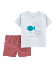 Cargar imagen en el visor de la galería, Carter&#39;s 2pc Baby Boy Blue Fish Tee &amp; Shorts Set
