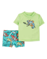 Carter's 2pc Baby Boy Chameleon Rashguard and Swim Shorts Set