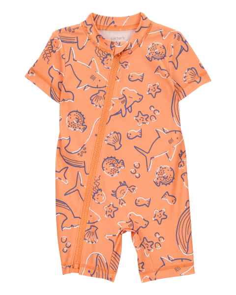 Carter's 1pc Baby Boy Orange Sea Animals Rashguard Swimwear