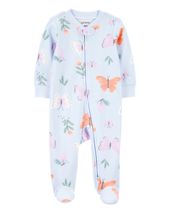 Carter's Baby Girl Blue Butterflies 2-Way Zip-Up Footie Coverall Sleepwear
