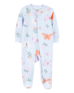 Carter's Baby Girl Blue Butterflies 2-Way Zip-Up Footie Coverall Sleepwear