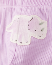 Cargar imagen en el visor de la galería, Carter&#39;s 3pc Baby Girl Purple Dino Bodysuits and Purple Pants Set
