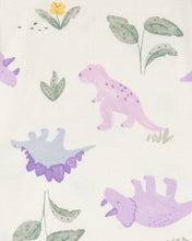 Cargar imagen en el visor de la galería, Carter&#39;s 3pc Baby Girl Purple Dino Bodysuits and Purple Pants Set

