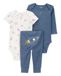 Carter's 3pc Baby Boy Space Ship Bodysuits and Pants Set