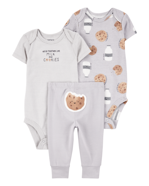Carter's 3pc Baby Boy Milk & Cookies Bodysuits and Pants Set