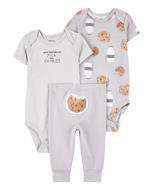 Carter's 3pc Baby Boy Milk & Cookies Bodysuits and Pants Set
