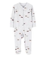 Carter's Baby Boy Grey Car 2-Way Zip-Up Footie Coverall