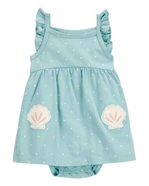 Carter's Baby Girl Blue Sea Shells Sunsuit