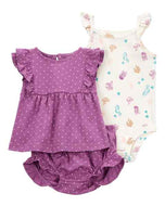 Carter's 3pc Baby Girl Purple Aquatic Print Set