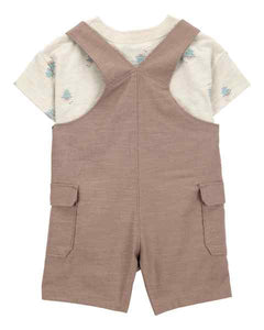 Carter's 2pc Baby Boy Brown Shortall and Sunset Print Tee Set