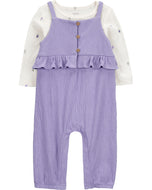 Carter's 2pc Baby Girl Hot Air Balloon Print Long Sleeve Top & Purple Jumpsuit Set