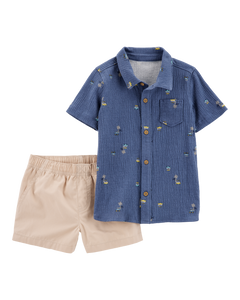 Carter's 2pc Baby Boy Navy Beach Polo & Shorts Set