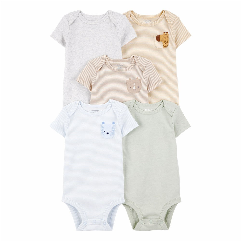 Carter's 5pc Baby Boy Multi Color/ Striped Bodysuit Set