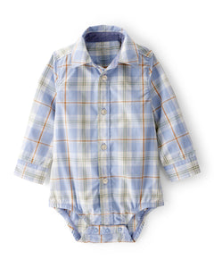 OshKosh Baby Boy Blue Plaid Long Sleeve Bodysuit Shirt