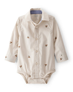 OshKosh Baby Boy Beige Acorns Print Long Sleeve Bodysuit Shirt