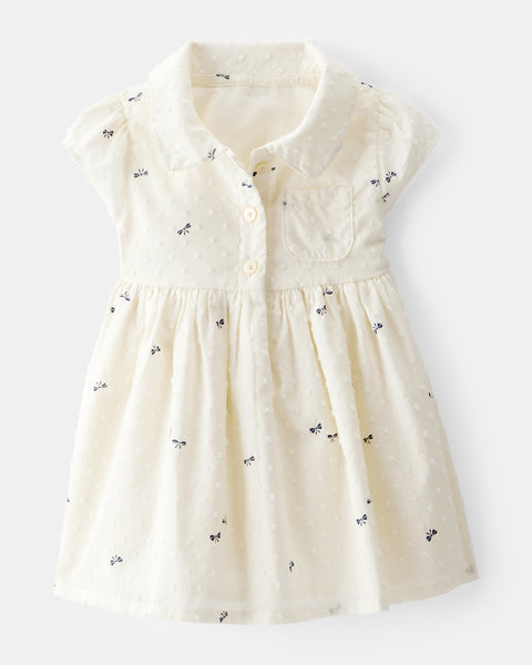 OshKosh Baby Girl Ivory Bows Print Dress
