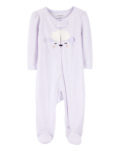 Carter's Baby Girl Purple Sheep 2-Way Zip-Up Footie Coverall Sleepwear