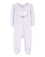 Carter's Baby Girl Purple Sheep 2-Way Zip-Up Footie Coverall Sleepwear