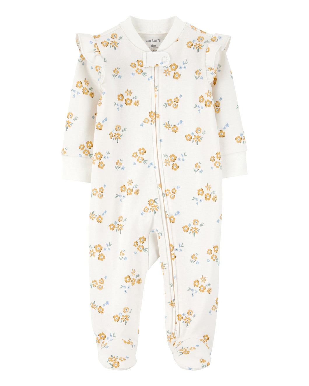 Carter's Baby Girl Ivory Floral 2-Way Zip-Up Footie Coverall Sleepwear