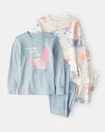 Carter's 4pc Baby Girl Dino Snug Fit Cotton Pajama Set