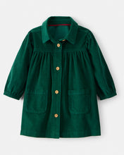 Cargar imagen en el visor de la galería, Carter's Baby Girl Green Collard Corduroy Dress
