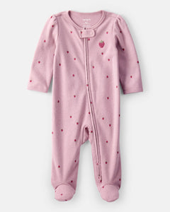 Carter's Baby Girl Purple Strawberry 2-Way Zip-Up Footie Coverall Sleepwear