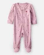 Carter's Baby Girl Purple Strawberry 2-Way Zip-Up Footie Coverall Sleepwear