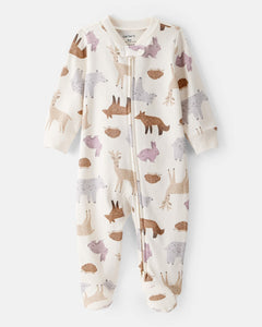 Carter's Baby Neutral Forest Animals 2-Way Zip-Up Footie Coverall Sleepwear