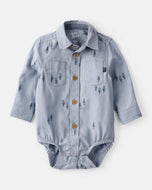OshKosh Baby Boy Blue Trees Print Long Sleeve Bodysuit Shirt
