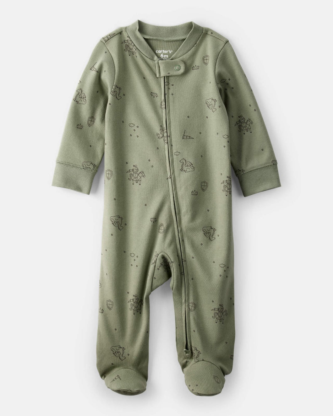 Carter's Baby Boy Green Fairy Tale 2-Way Zip-Up Footie Coverall Sleepwear