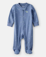 Carter's Baby Boy Blue Triceratops 2-Way Zip-Up Footie Coverall Sleepwear