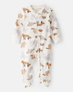 Carter's Baby Neutral Forest Animals 2-Way Zip-Up Footie Coverall Sleepwear