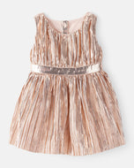 OshKosh Baby Girl Rose Gold Pleated Dress