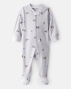 Carter's Baby Boy Grey Penguin 2-Way Zip-Up Footie Coverall Sleepwear