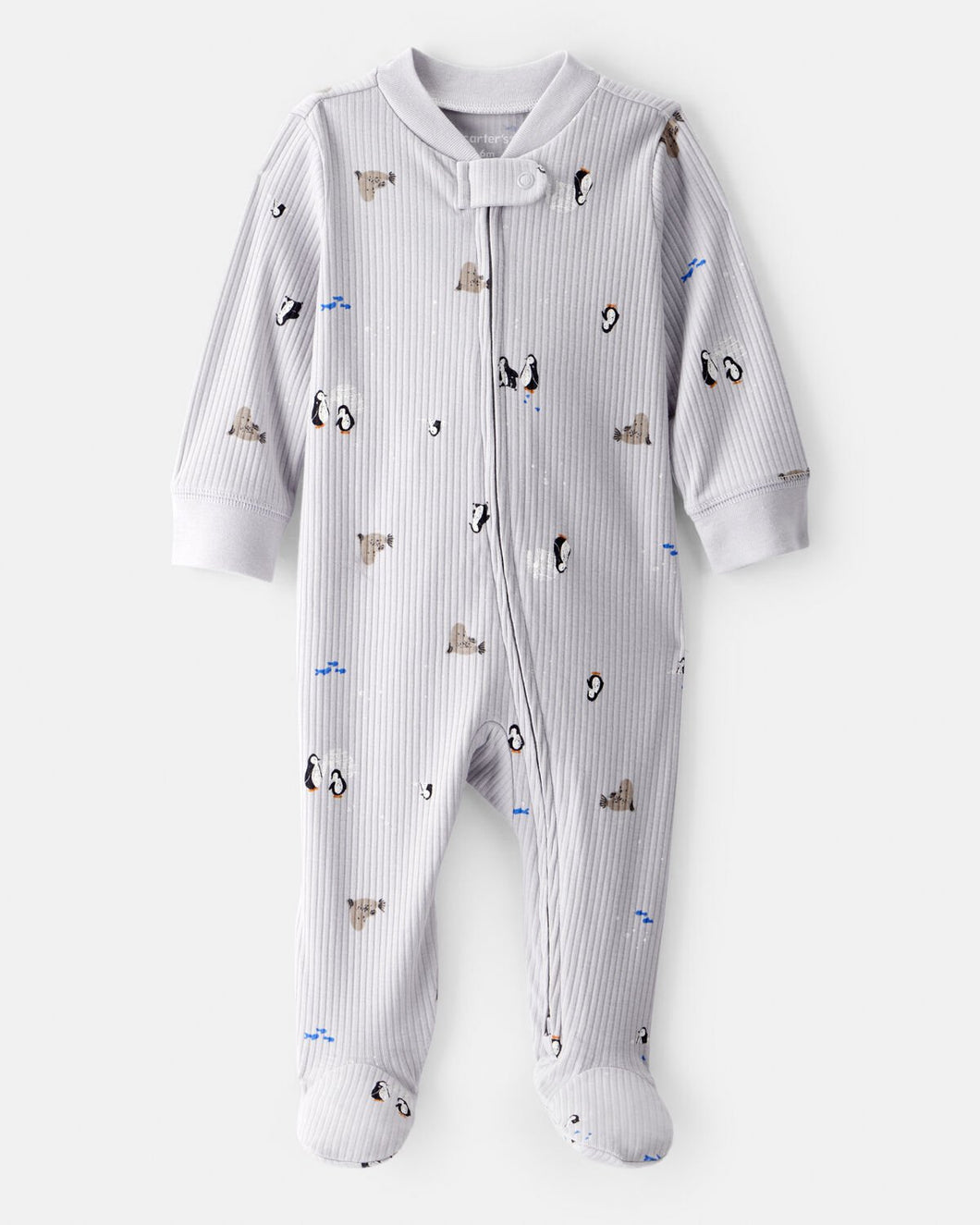 Carter's Baby Boy Grey Penguin 2-Way Zip-Up Footie Coverall Sleepwear