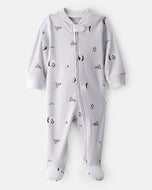 Carter's Baby Boy Grey Penguin 2-Way Zip-Up Footie Coverall Sleepwear